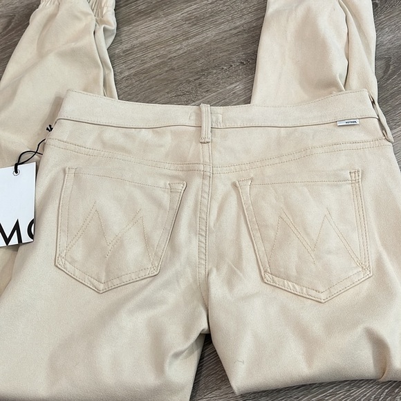 Mother | The Trainer Jogger Pants Faux Suede Ivory sz 25 - Picture 7 of 9